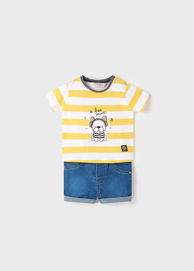 Mayoral erkek bebek tişört denim şort 2 li set 1216