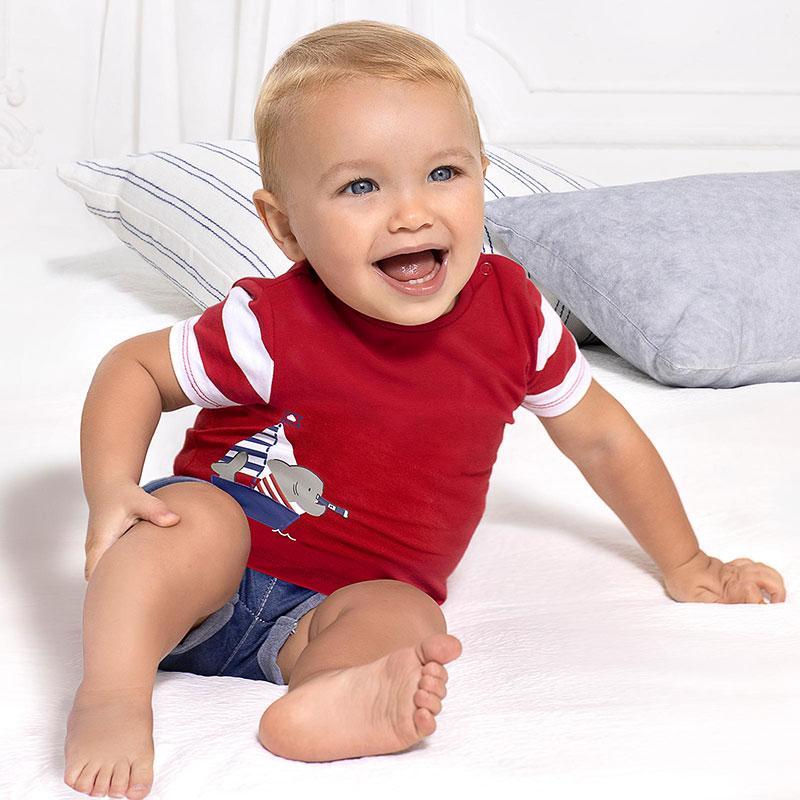 Mayoral erkek bebek denim şort t-shırt 2 li set
