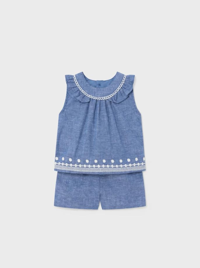 Mayoral kız bebek denim bluz şort 2 li set 1298