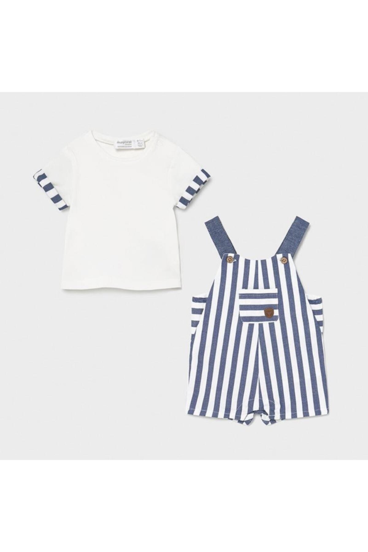 Mayoral erkek bebek çizgili kısa tulum tişört 2 li set