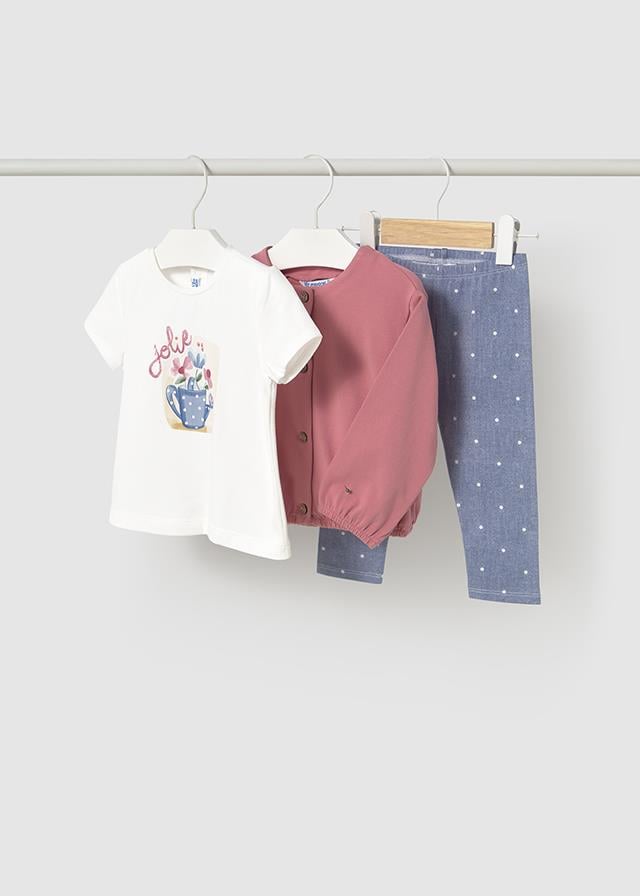 Mayoral kız bebek hırka tişört tayt 3 lü set 1737