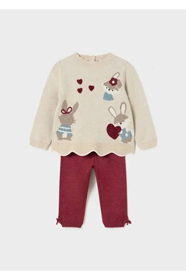 Mayoral kız bebek triko kazak pantolon 2 li takım 2549