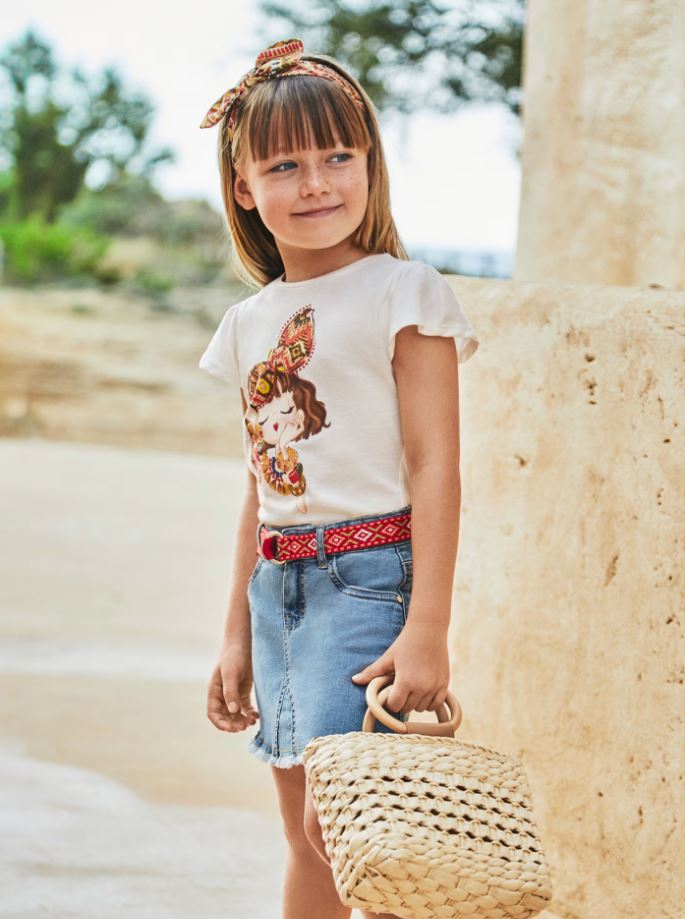 Mayoral kız çocuk kemerli denim etek 3906