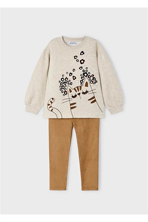 Mayoral kız çocuk sweatshırt süet tayt 2 li set 4789