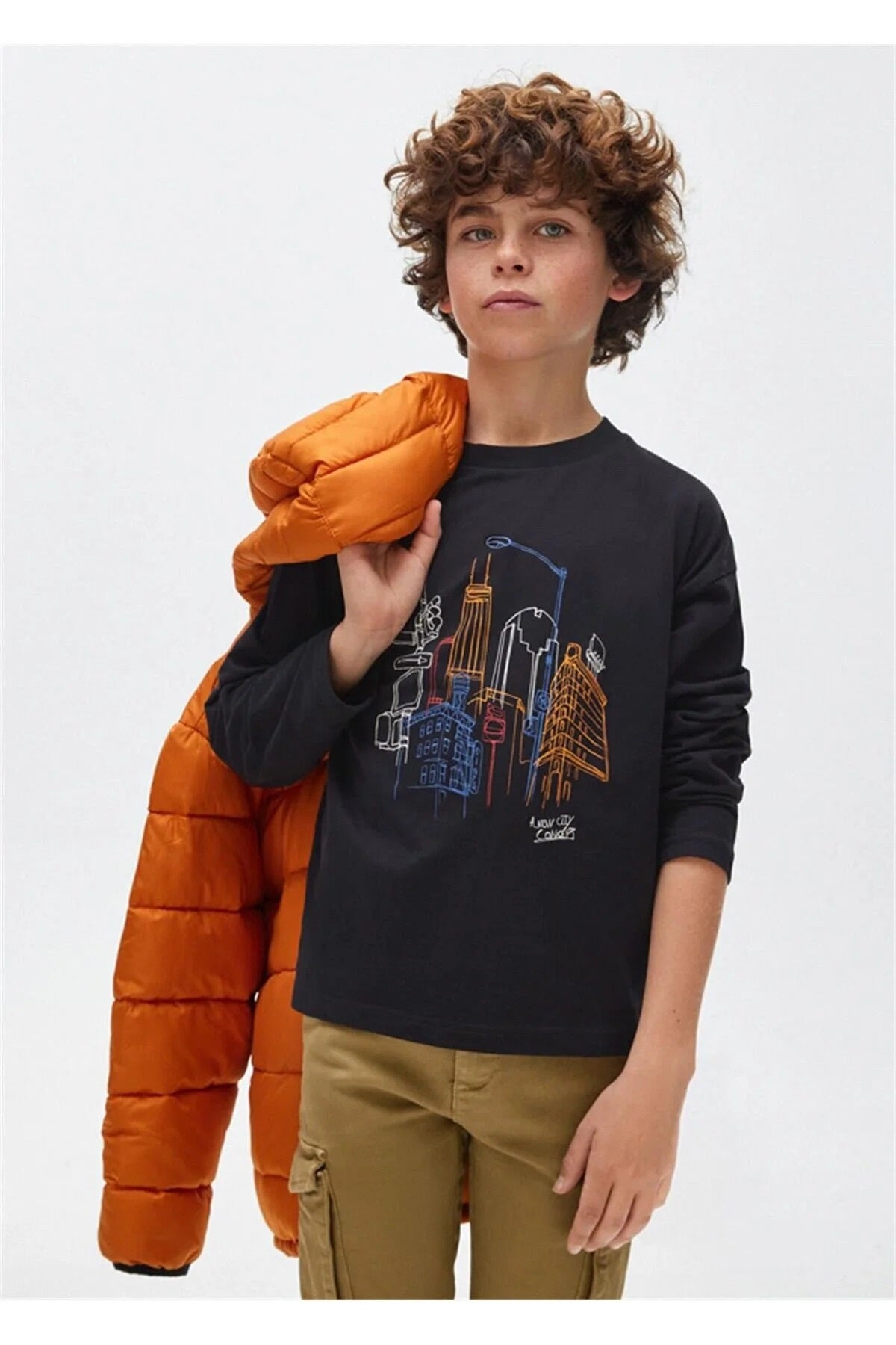 Mayoral erkek çocuk uzun kollu baskılı tişört 7066