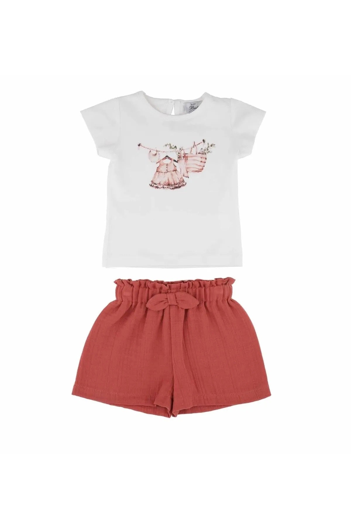 best kids Kız Bebek Ekru-kiremit Şortlu Takım 10043
