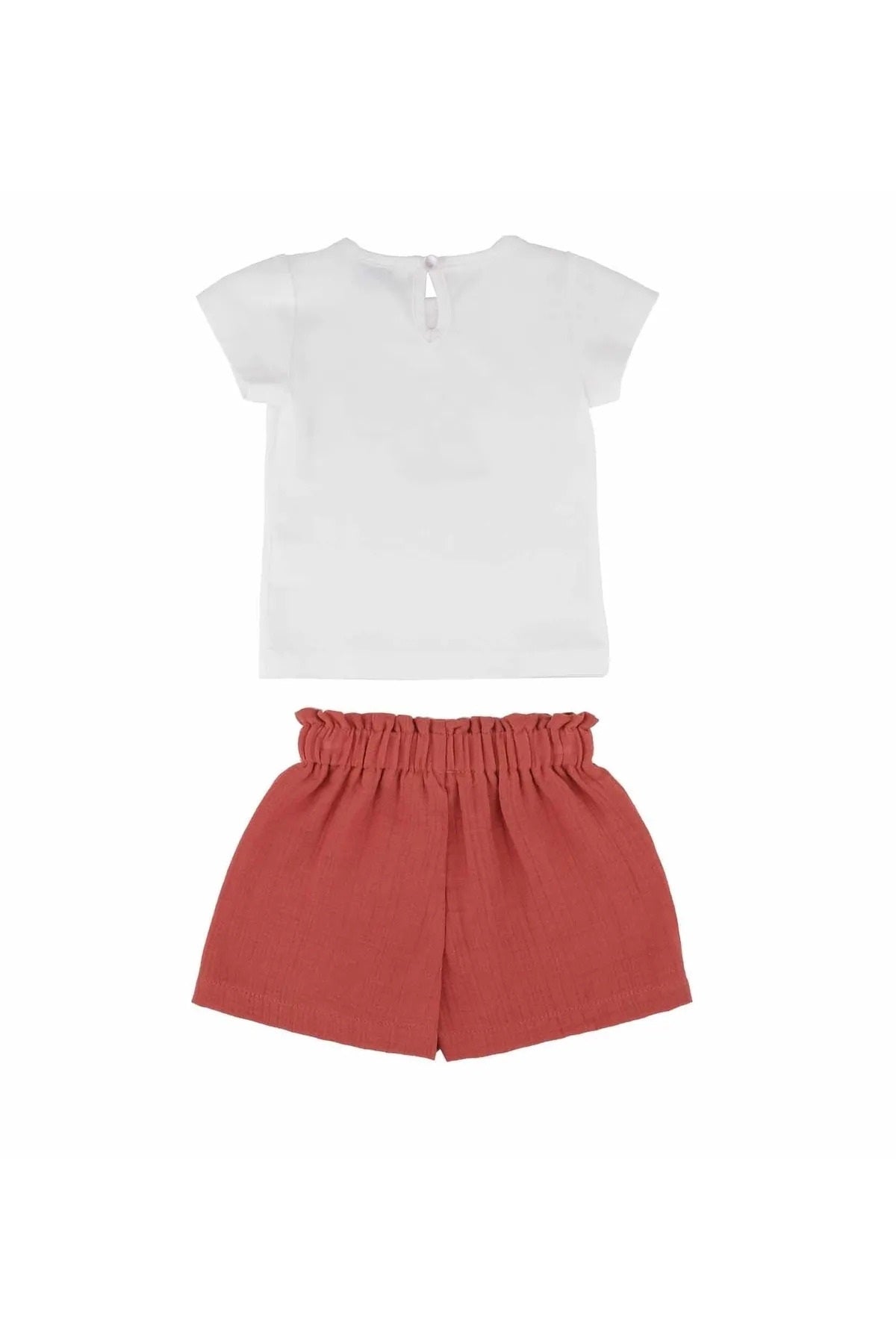 best kids Kız Bebek Ekru-kiremit Şortlu Takım 10043