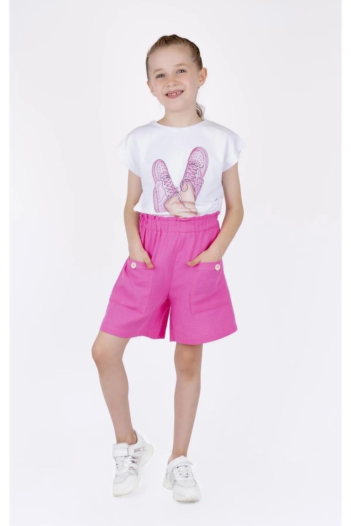 Best kids kız çocuk keten şort 14168
