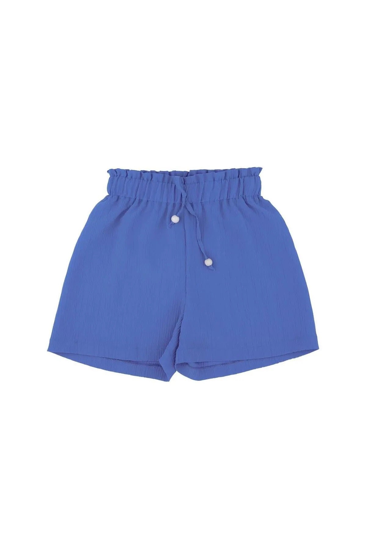 best kids Kız Çocuk Saks Mavi Beli Lastikli Şort 14096