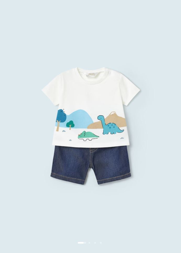 Mayoral erkek bebek tişört denim şort 2 li set 1268