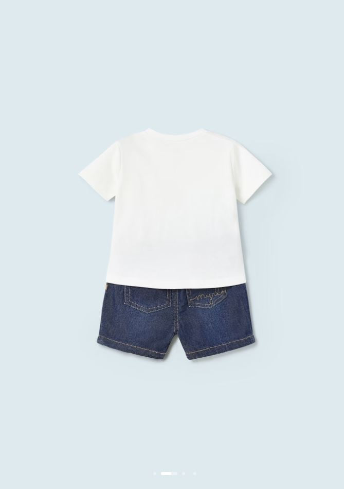 Mayoral erkek bebek tişört denim şort 2 li set 1268