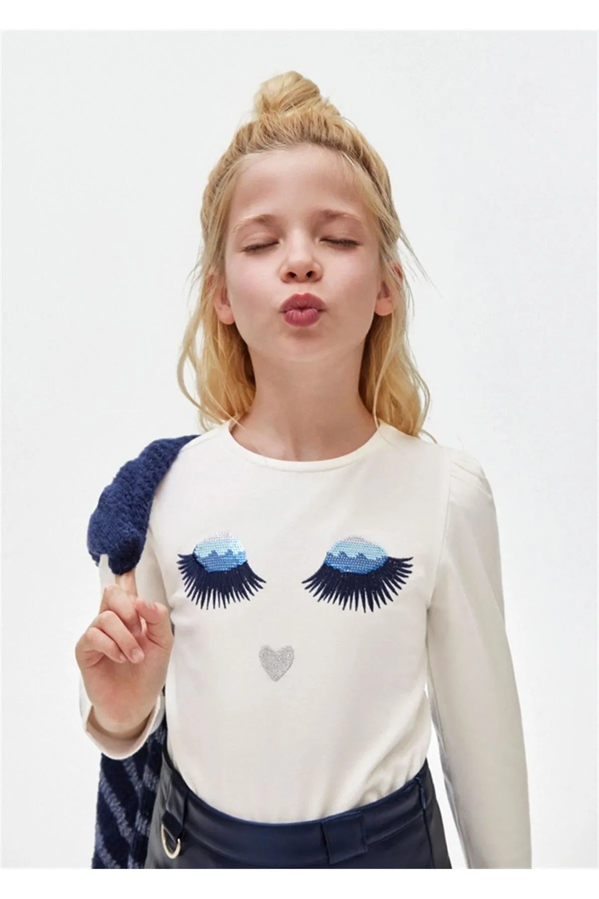 Mayoral Kız Çocuk Uzun Kollu Tişört Ekru 7041