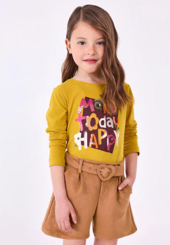 Mayorzal kız çocuk süet kemerli şort etek 4215