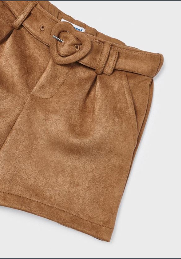 Mayorzal kız çocuk süet kemerli şort etek 4215
