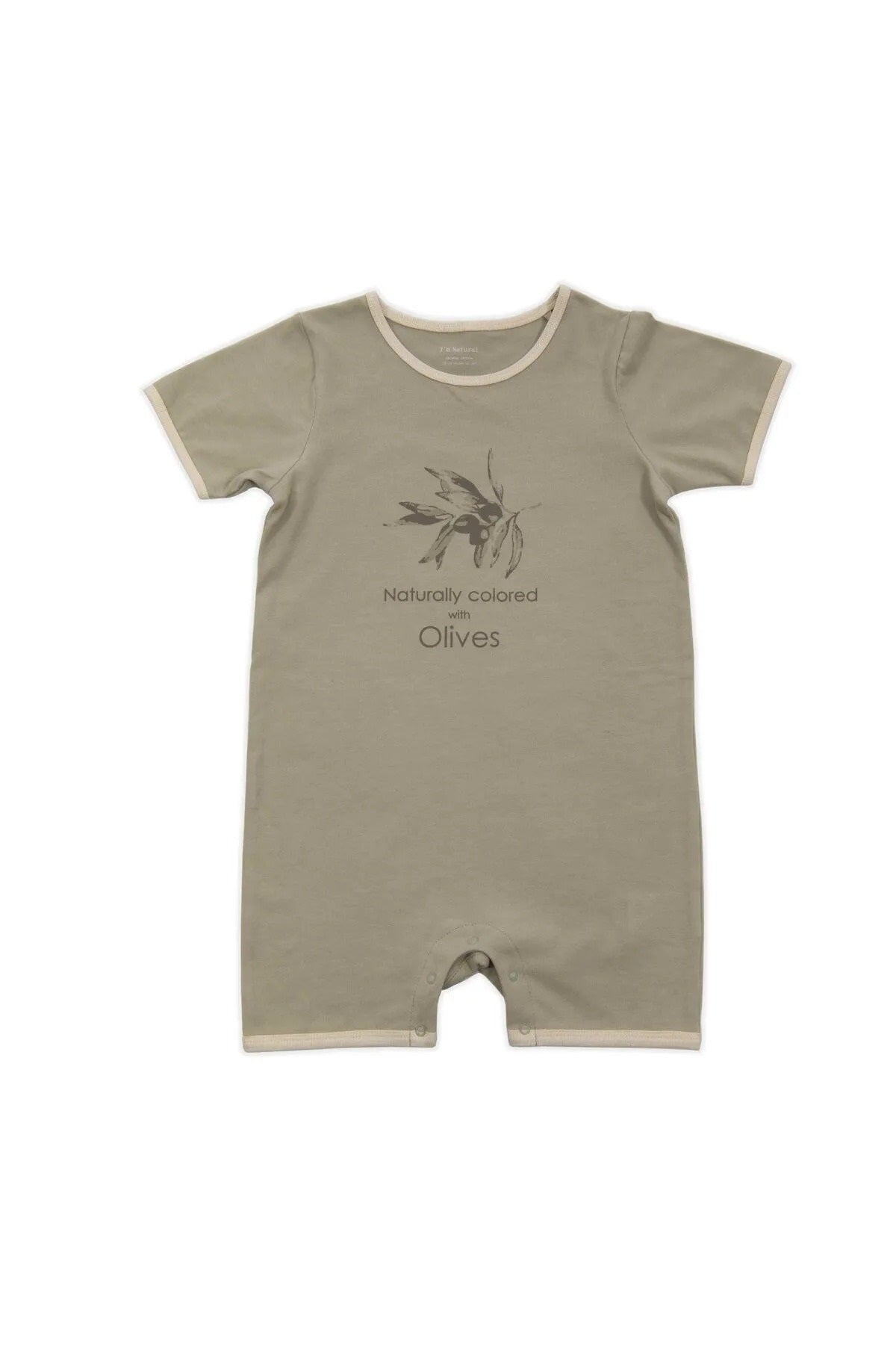 Bebek Zeytin Baskılı Kısa Kollu Kısa Tulum Yeşil