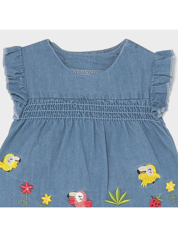 Mayoral kız bebek yazlık denim nakışlı bluz  set 1208