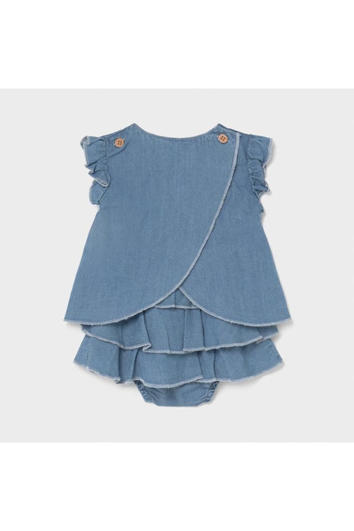 Mayoral kız bebek yazlık denim nakışlı bluz  set 1208