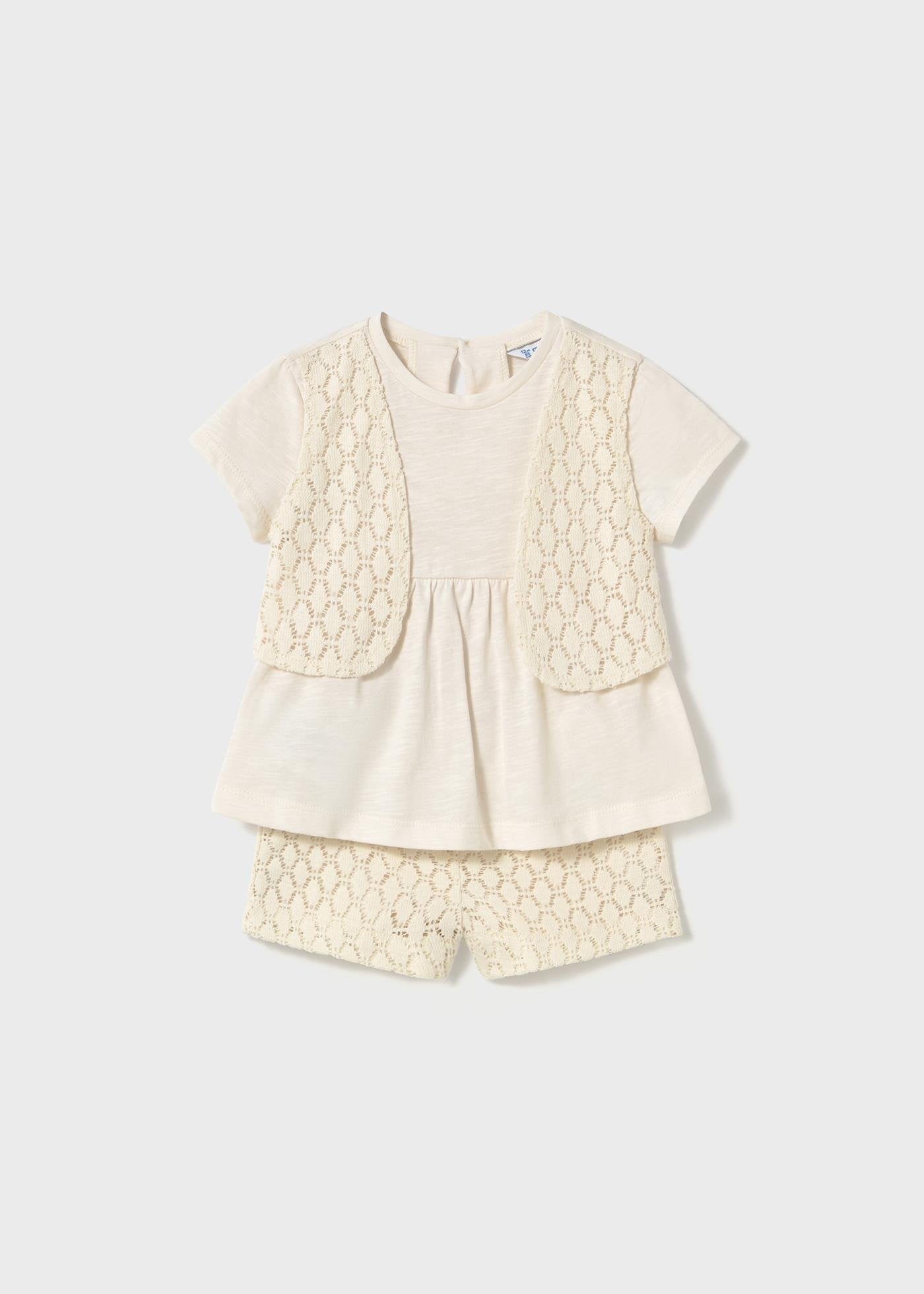 Mayoral kız bebek yazlık güpürlü şort set 1239