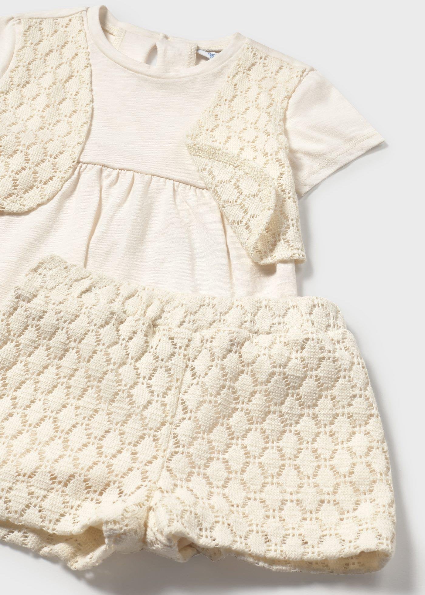 Mayoral kız bebek yazlık güpürlü şort set 1239