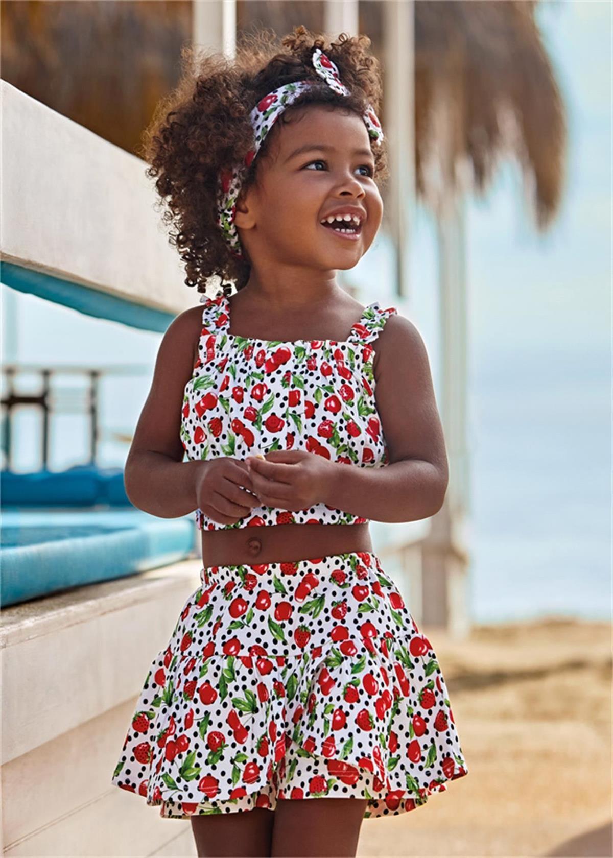 Mayoral  kız bebek şort bluz bandana 3 lü set 1279