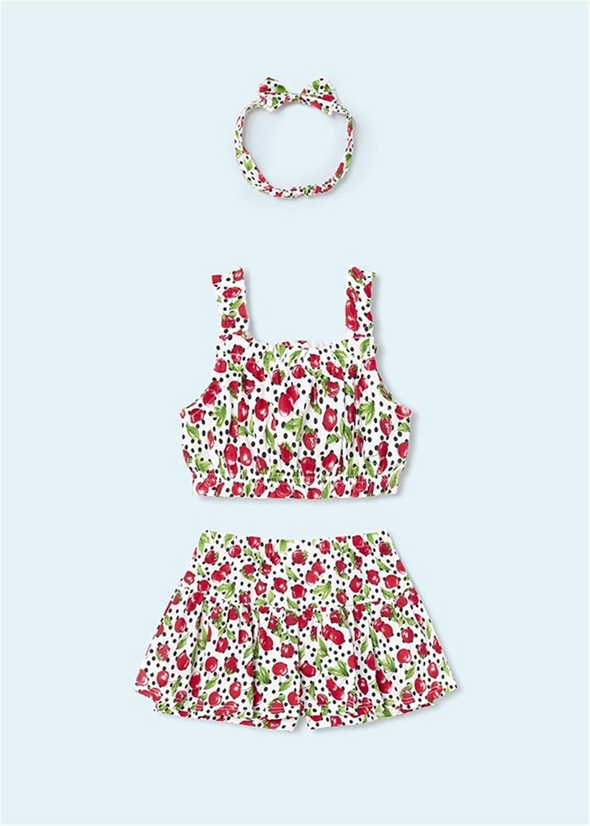 Mayoral  kız bebek şort bluz bandana 3 lü set 1279