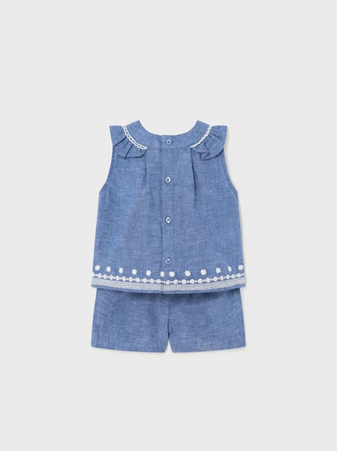 Mayoral kız  bebek denim bluz şort 2 li set  1298