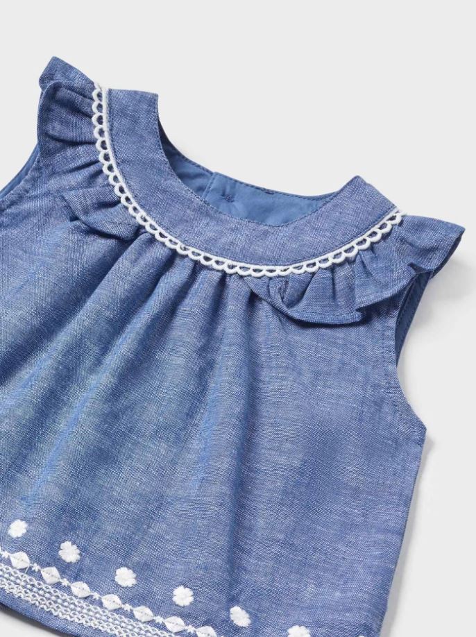 Mayoral kız  bebek denim bluz şort 2 li set  1298