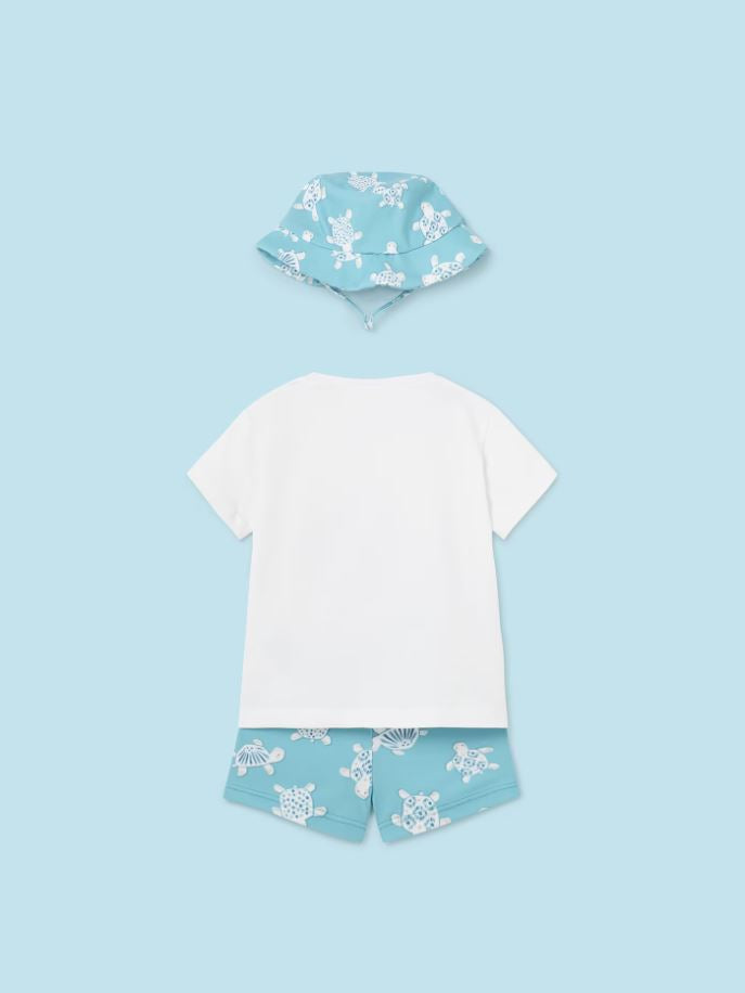 Mayoral erkek bebek  şort  mayo tişört şapka 3 lü set  1620