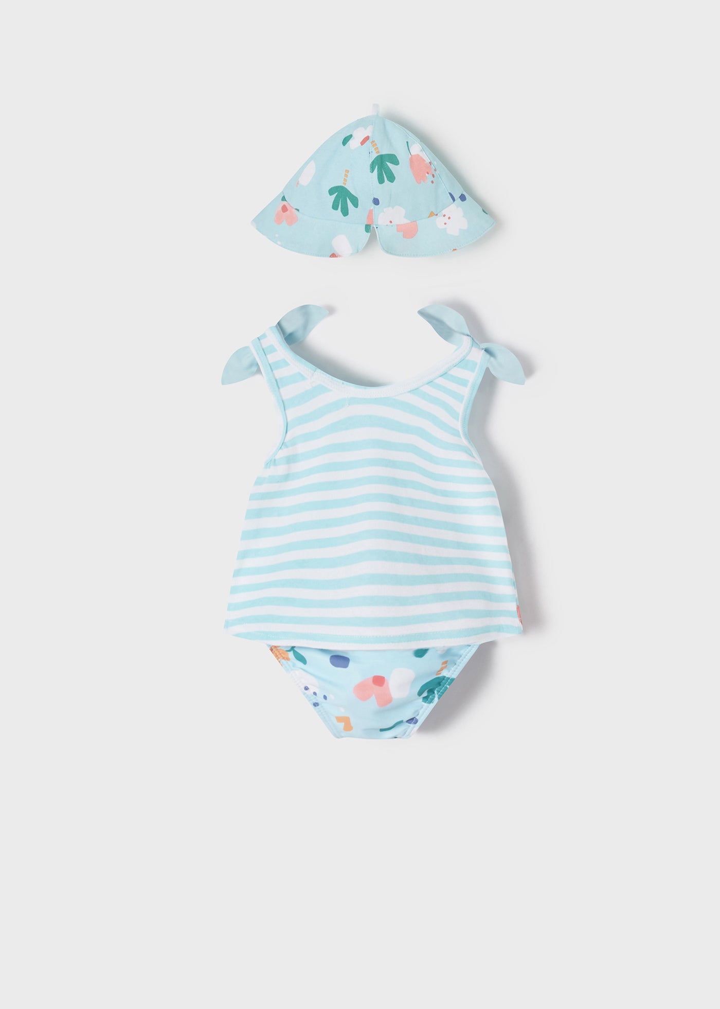 Mayoral kız bebek şapka tişört bikini altı 3 lü plaj set 1620