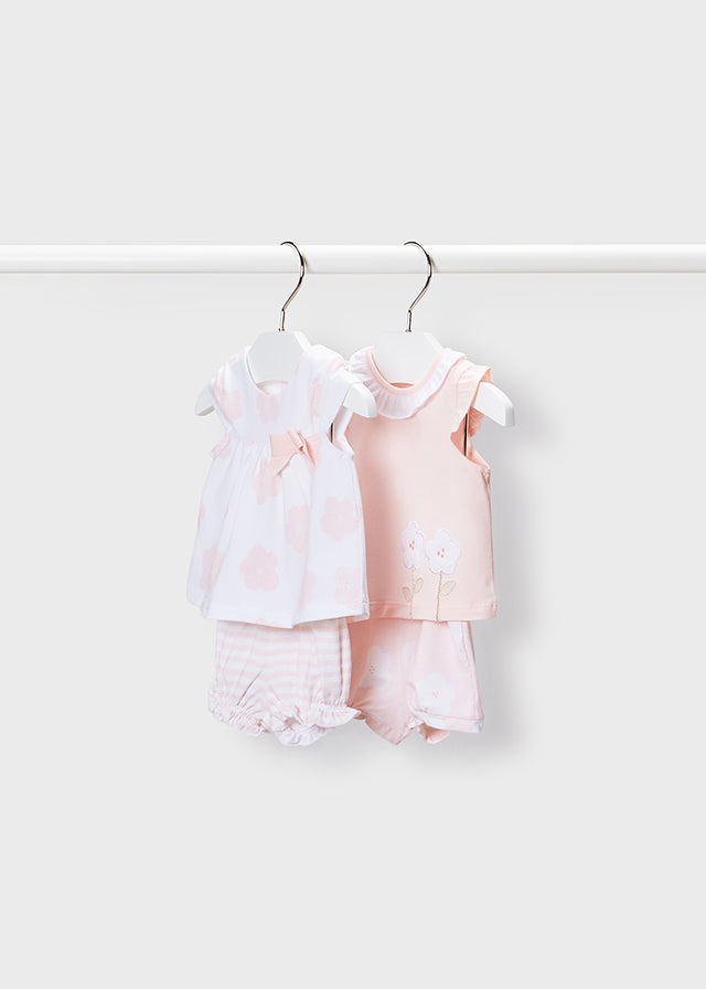 Mayoral kız bebek yazlık tişört şort 4 lü set 1622