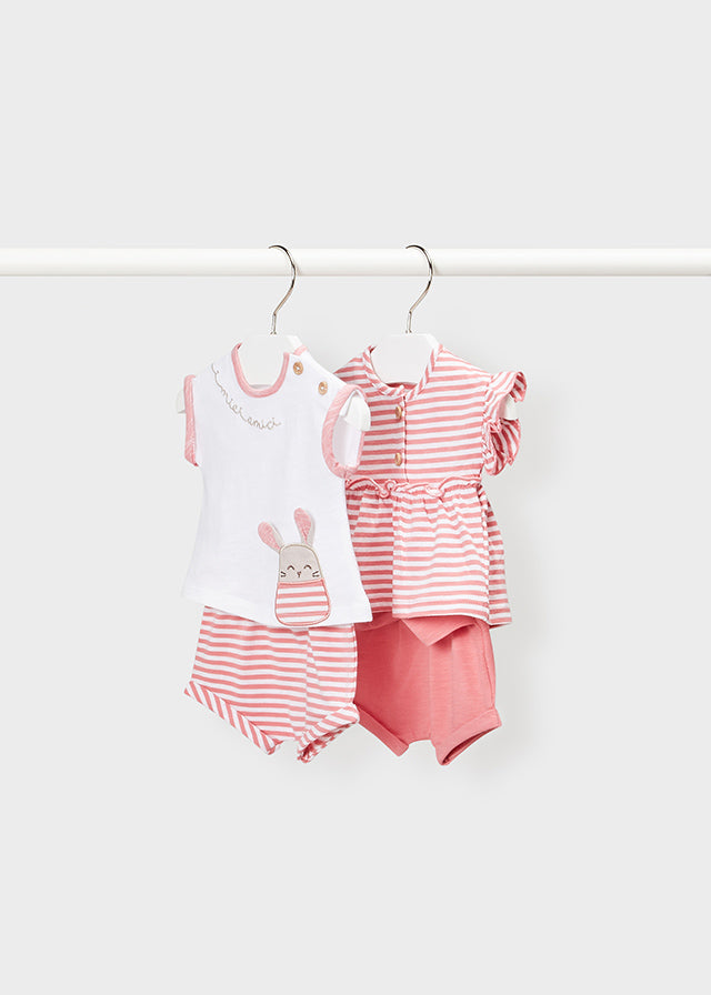 Mayoral kız bebek yazlık tişört şort 4 lü set 1623