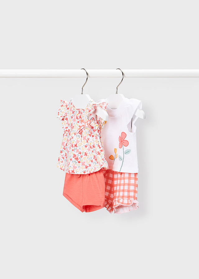 Mayoral kız bebek yazlık tişört şort 4 lü set 1626