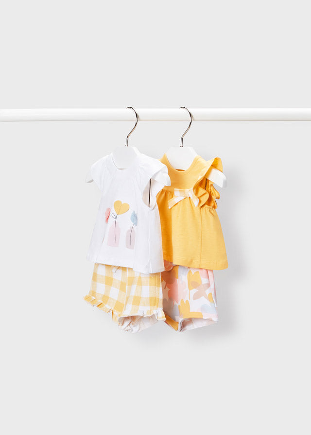 Mayoral kız bebek yazlık tişört şort 4 lü set 1626