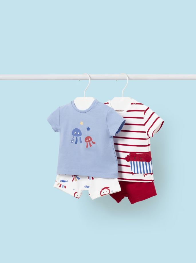 Mayoral erkek bebek  şort tişört 4 lü set  1628