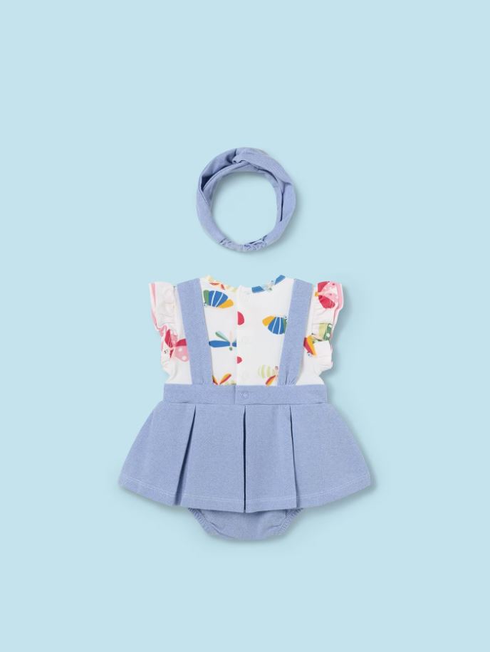 Mayoral Bebek Kısa Kol Tulum Saç Bandı Mavi 1631