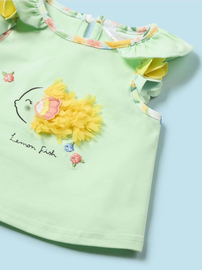 Mayoral yenidogan  kız bebek  şapkalı bikini altı tişört 3 lü set 1633