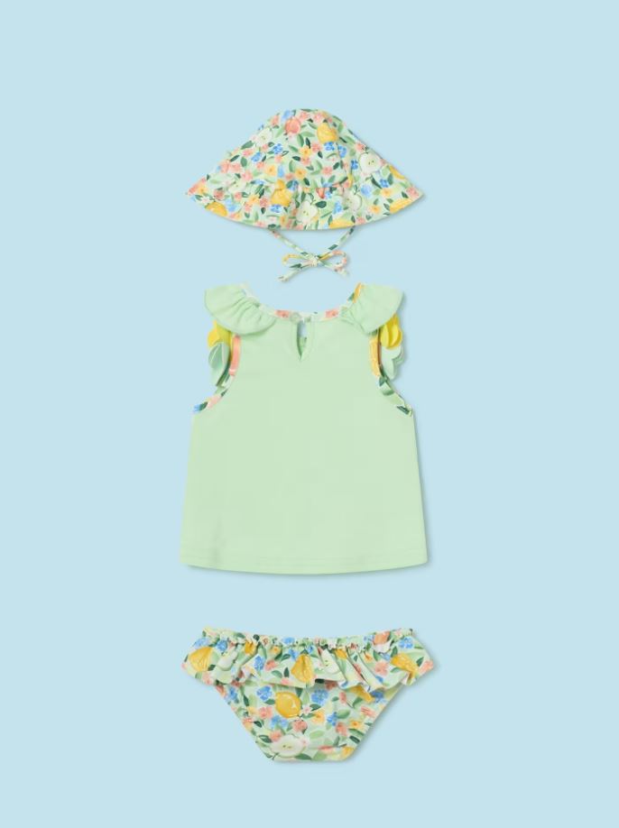 Mayoral yenidogan  kız bebek  şapkalı bikini altı tişört 3 lü set 1633