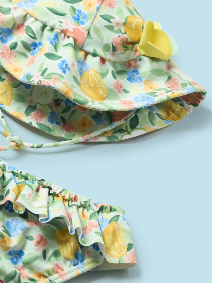 Mayoral yenidogan  kız bebek  şapkalı bikini altı tişört 3 lü set 1633