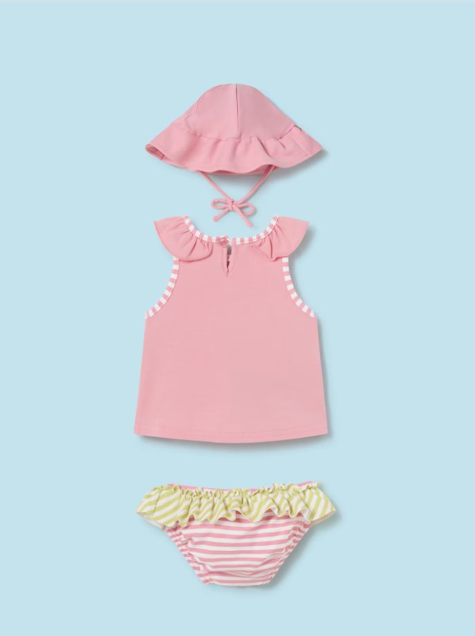 Mayoral yenidogan  kız bebek  şapkalı bikini altı tişört 3 lü set 1633