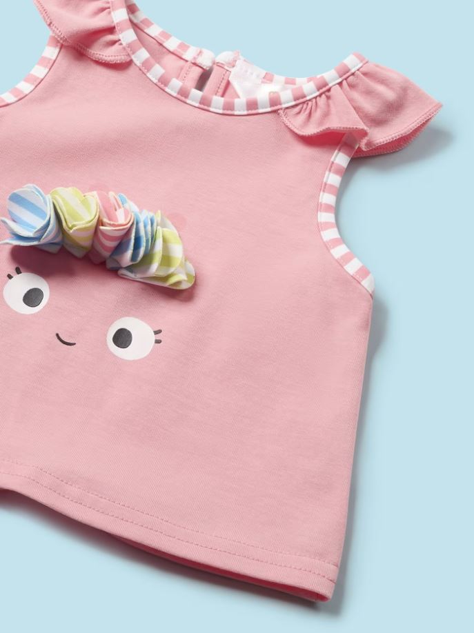 Mayoral yenidogan  kız bebek  şapkalı bikini altı tişört 3 lü set 1633