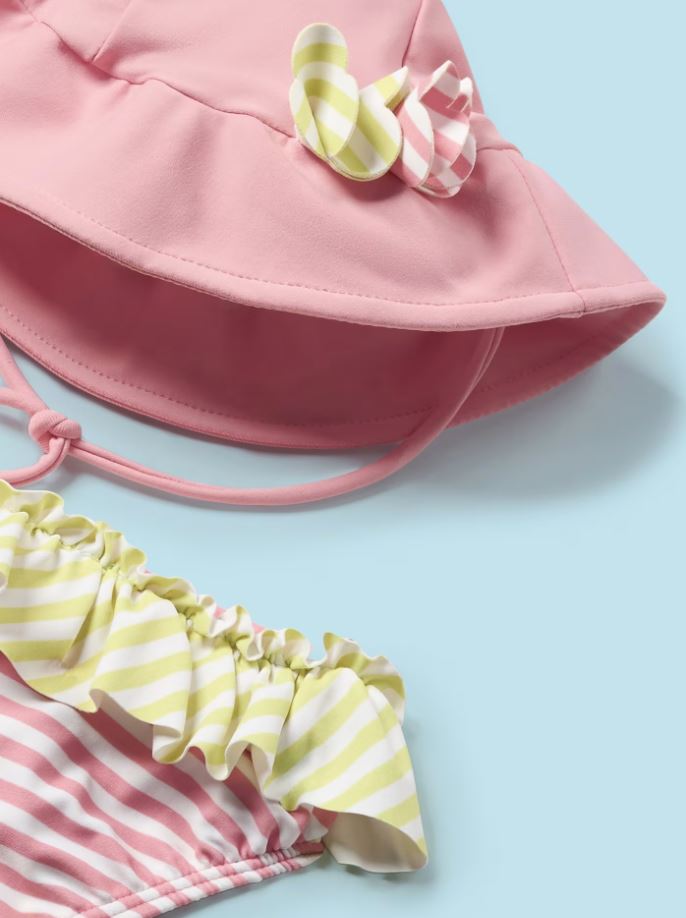 Mayoral yenidogan  kız bebek  şapkalı bikini altı tişört 3 lü set 1633