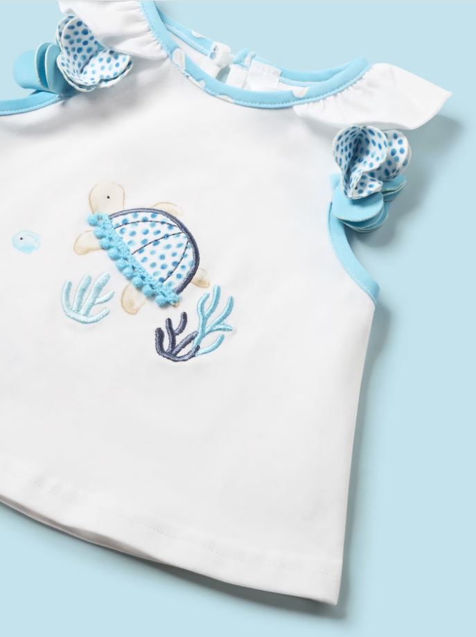 Mayoral yenidogan  kız bebek  şapkalı bikini altı tişört 3 lü set 1633