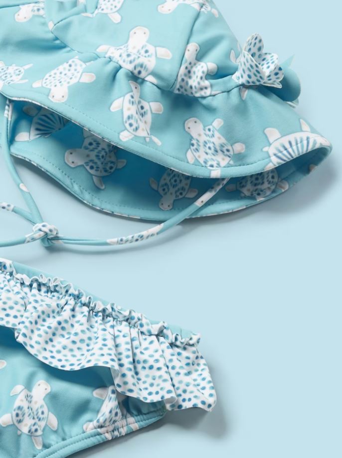 Mayoral yenidogan  kız bebek  şapkalı bikini altı tişört 3 lü set 1633