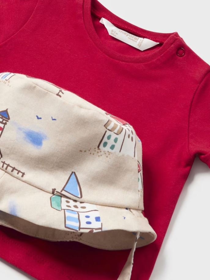 Mayoral erkek bebek  şort tişört şapka 3 lü set  1638