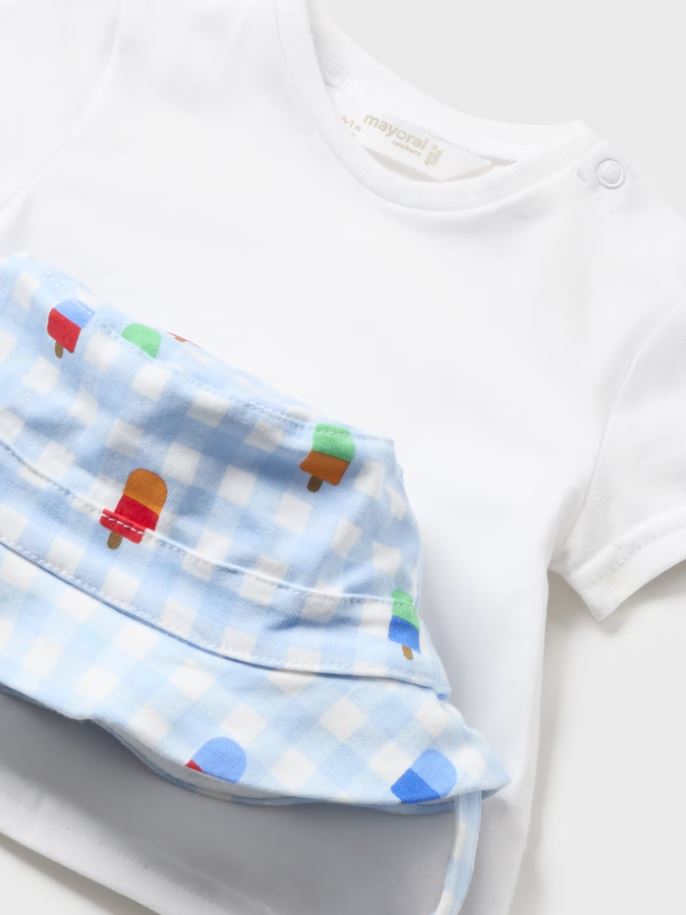 Mayoral erkek bebek  şort tişört şapka 3 lü set  1639
