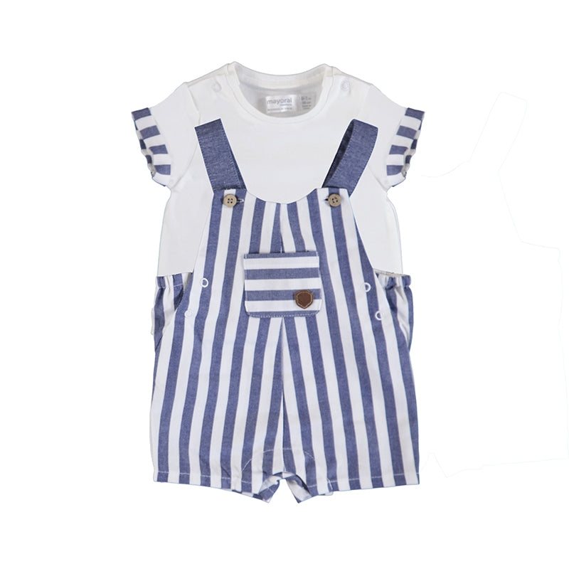 Mayoral erkek bebek çizgili kısa tulum tişört 2 li set