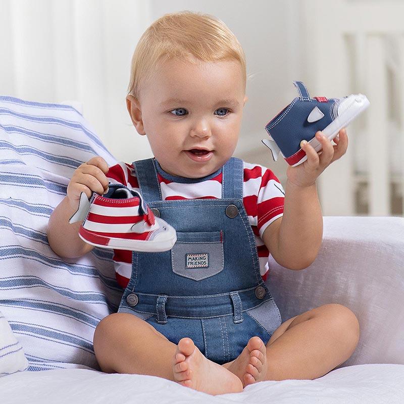 Mayoral erkek bebek denim salopet tişört 2 li set