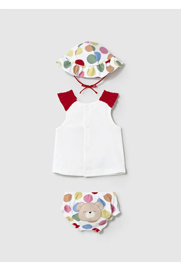 Mayoral kız bebek mayo şapka tişört 3 lü set  1668