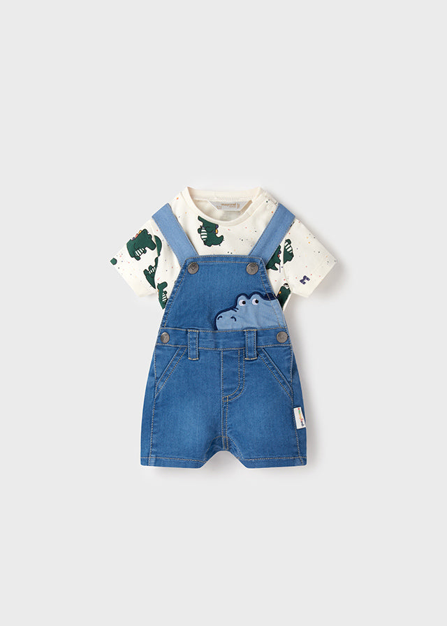 Mayoral erkek bebek yazlık tişört denim solapet şort 2 li set 1680