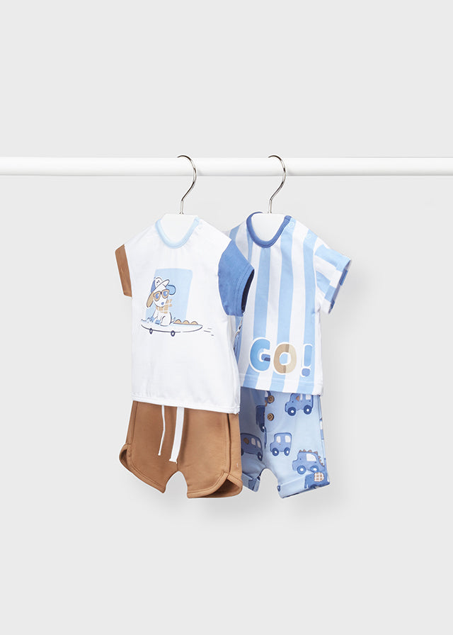 Mayoral erkek bebek yazlık tişört şort 4 lü set 1682